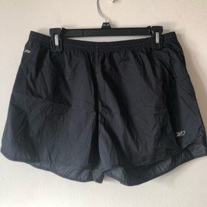 ❤️Reebok RBK Black Windbreaker Athletic Running Biking Shorts Back Zipper Pocket